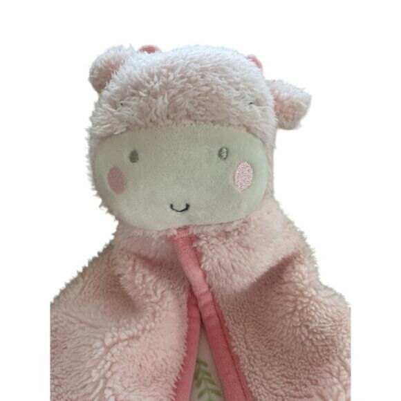 Chic Pea Pink Baby Lovey Security Blanket Plush Toy Sherpa Fabric Floral Pattern - Picture 5 of 5